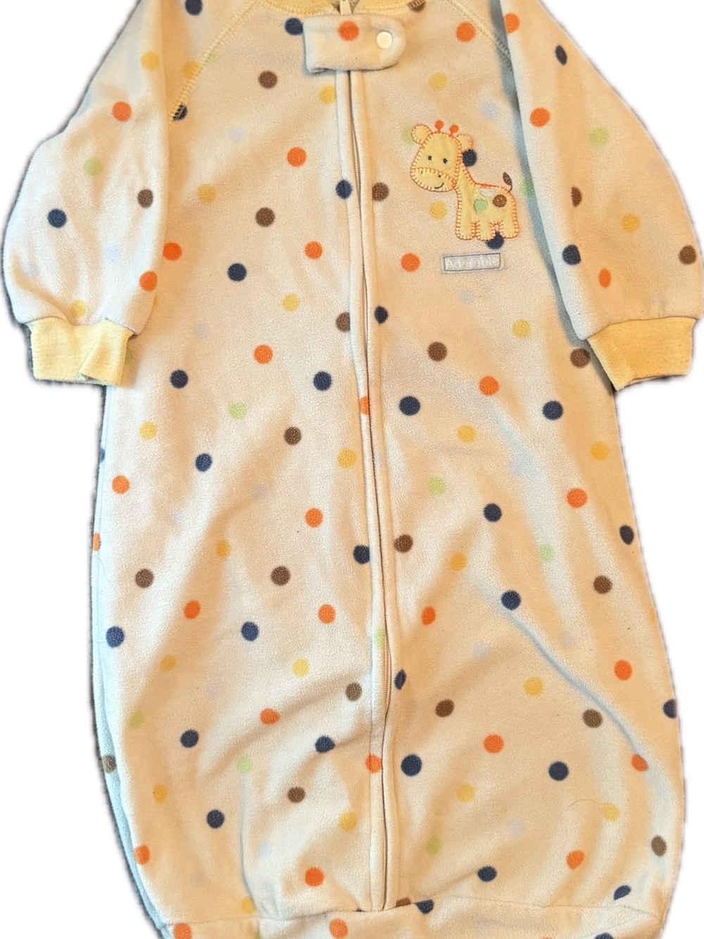 Carter's Cream Polka Dot Sleep Sack with Giraffe Applique 0-9M
